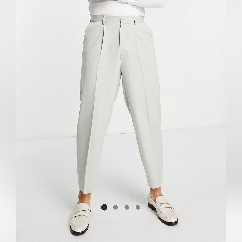 ASOS men’s tapered pants in dusky/muted green